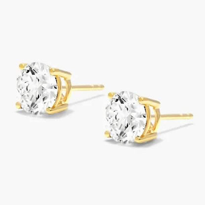 1/2 Ct TW Real Natural Round-Cut Diamond Solitaire 14K Gold Stud Earrings - A-1 Thread Vault