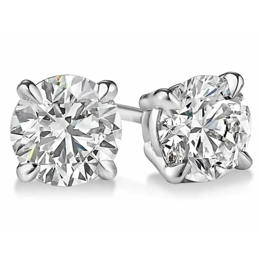 1/2 Ct TW Real Natural Round-Cut Diamond Solitaire 14K Gold Stud Earrings - A-1 Thread Vault