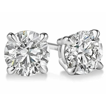 1/2 Ct TW Real Natural Round-Cut Diamond Solitaire 14K Gold Stud Earrings - A-1 Thread Vault