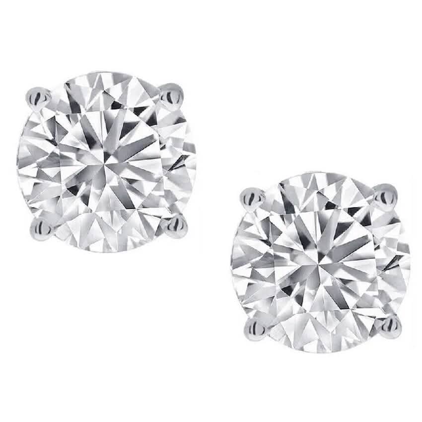 1/2 Ct TW Real Natural Round-Cut Diamond Solitaire 14K Gold Stud Earrings - A-1 Thread Vault
