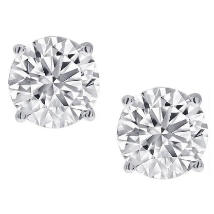 1/2 Ct TW Real Natural Round-Cut Diamond Solitaire 14K Gold Stud Earrings - A-1 Thread Vault
