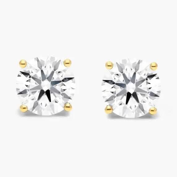 1/2 Ct TW Real Natural Round-Cut Diamond Solitaire 14K Gold Stud Earrings - A-1 Thread Vault