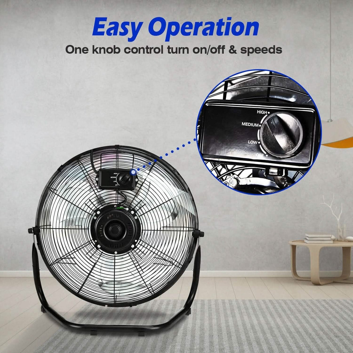 12" Floor Fan Copper Motor High-Velocity with 3 Adjustable Speeds - A-1 Thread Vault