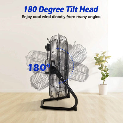 12" Floor Fan Copper Motor High-Velocity with 3 Adjustable Speeds - A-1 Thread Vault