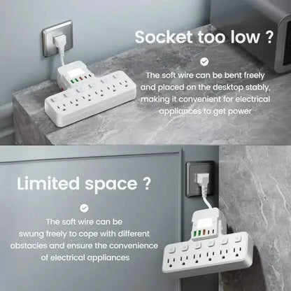 12-in-1 Adjustable Desk Lamp Power Strip – 6 AC Outlets, 3 USB-A & 2 Type-C Ports, Surge Protection - A-1 Thread Vault
