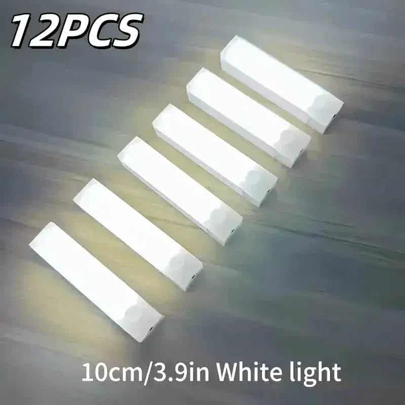 12-Pack: White LED Motion Sensor Cabinet Lights – Magnetic, USB Rechargeable, Detachable for Indoor Use - A-1 Thread Vault