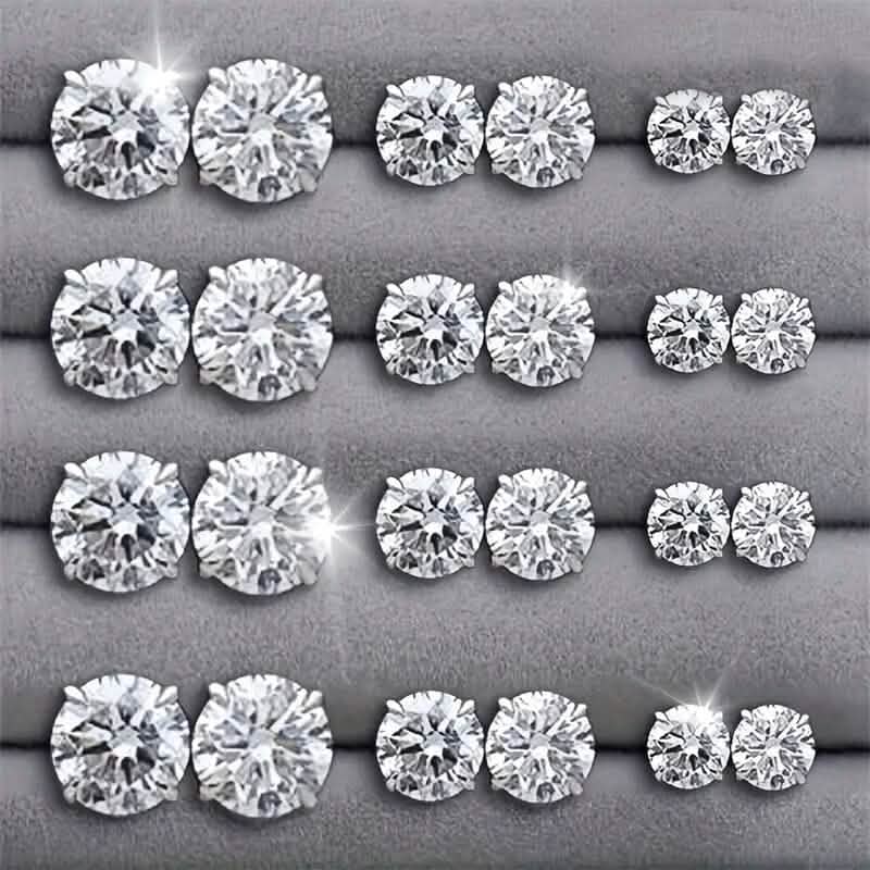 12-Pairs: Crystal Zircon Earrings Set - A-1 Thread Vault