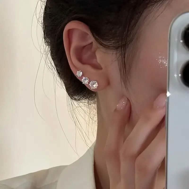 12-Pairs: Crystal Zircon Earrings Set - A-1 Thread Vault