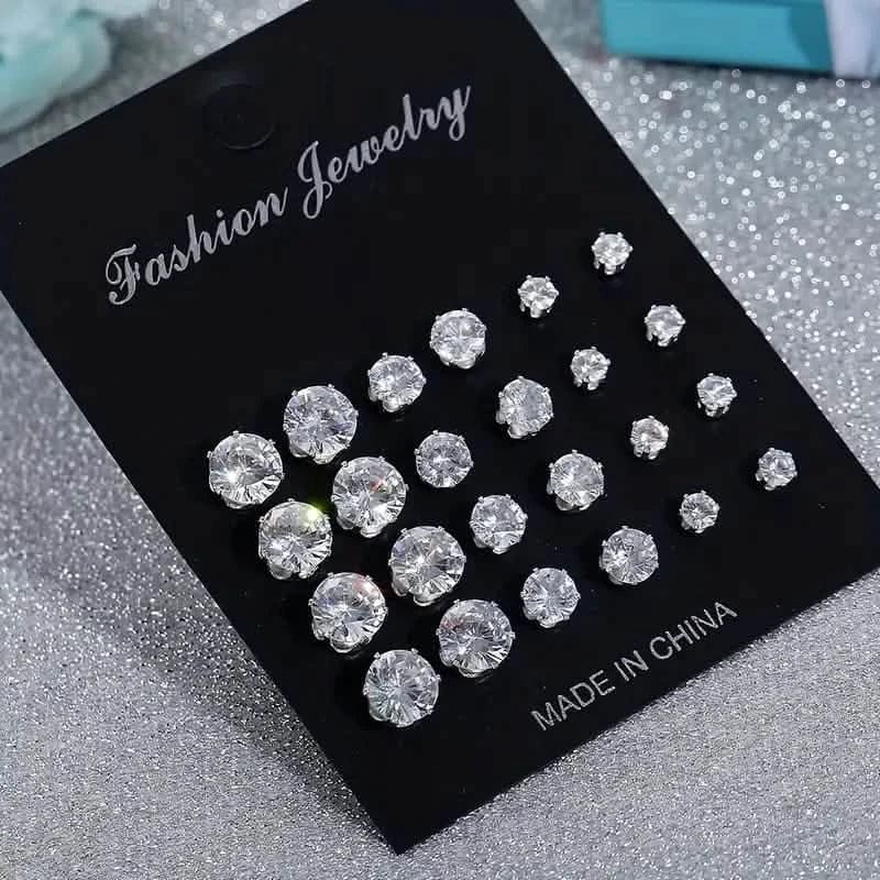 12-Pairs: Fashion Stainless Steel Stud Earrings - A-1 Thread Vault