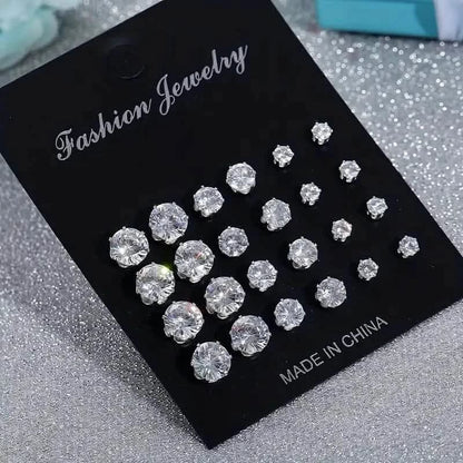 12-Pairs: Fashion Stainless Steel Stud Earrings - A-1 Thread Vault