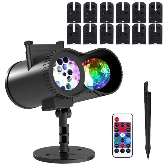 12 Patterns LED Projector Lights IP65 Waterproof Ocean Wave Projector Lamp with Remote Control Timer - A-1 Thread Vault