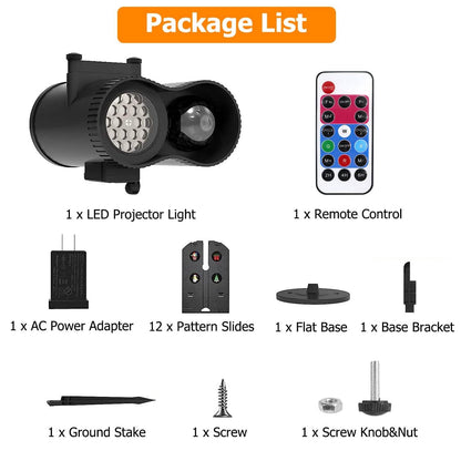 12 Patterns LED Projector Lights IP65 Waterproof Ocean Wave Projector Lamp with Remote Control Timer - A-1 Thread Vault