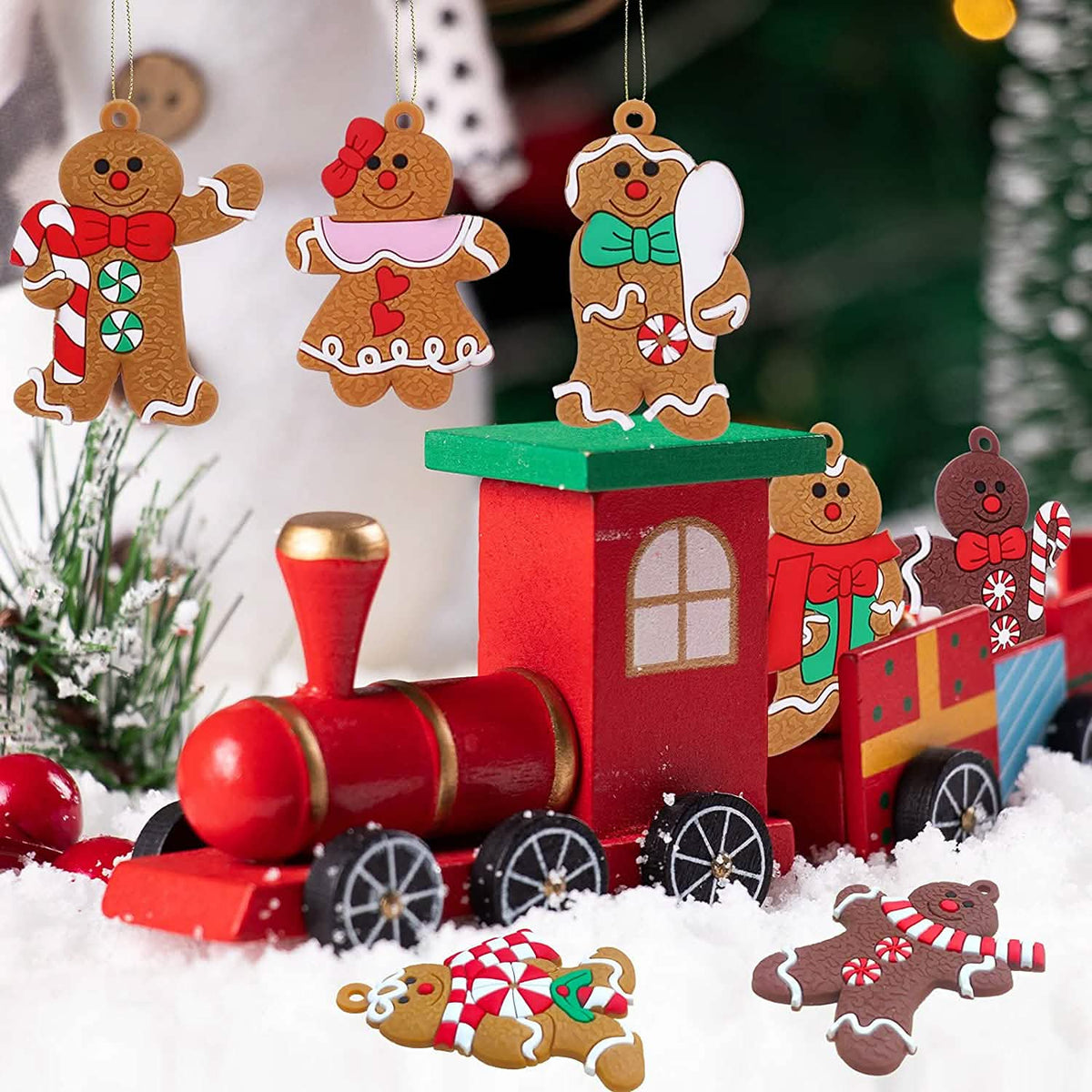 12-Piece: Gingerbread Man Ornaments - A-1 Thread Vault