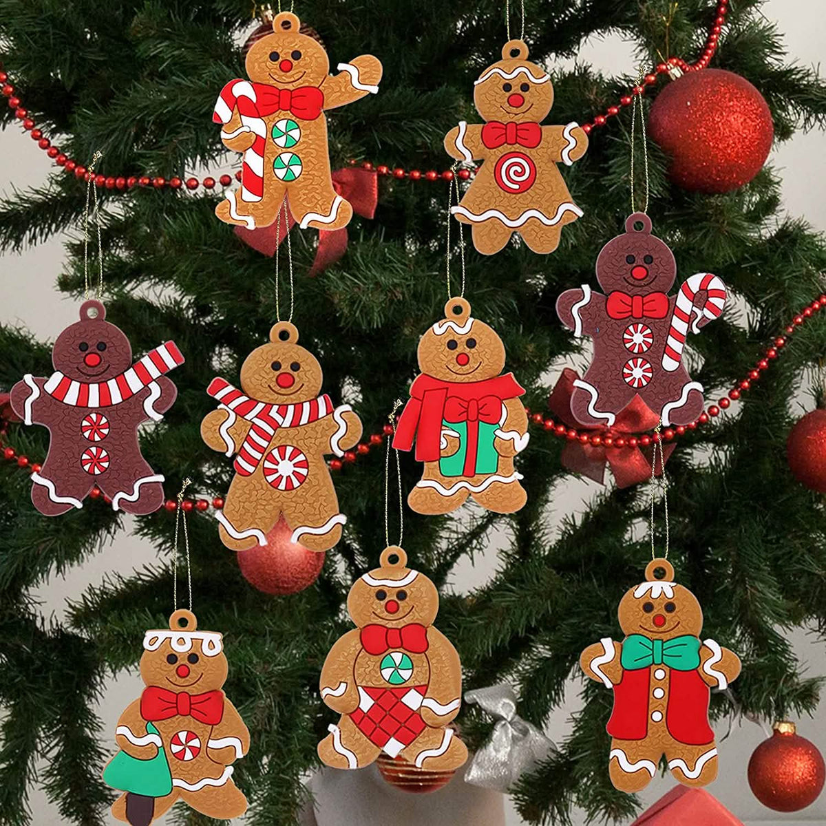 12-Piece: Gingerbread Man Ornaments - A-1 Thread Vault