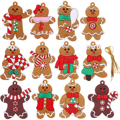 12-Piece: Gingerbread Man Ornaments - A-1 Thread Vault