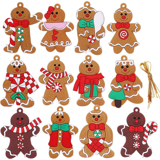 12-Piece: Gingerbread Man Ornaments - A-1 Thread Vault