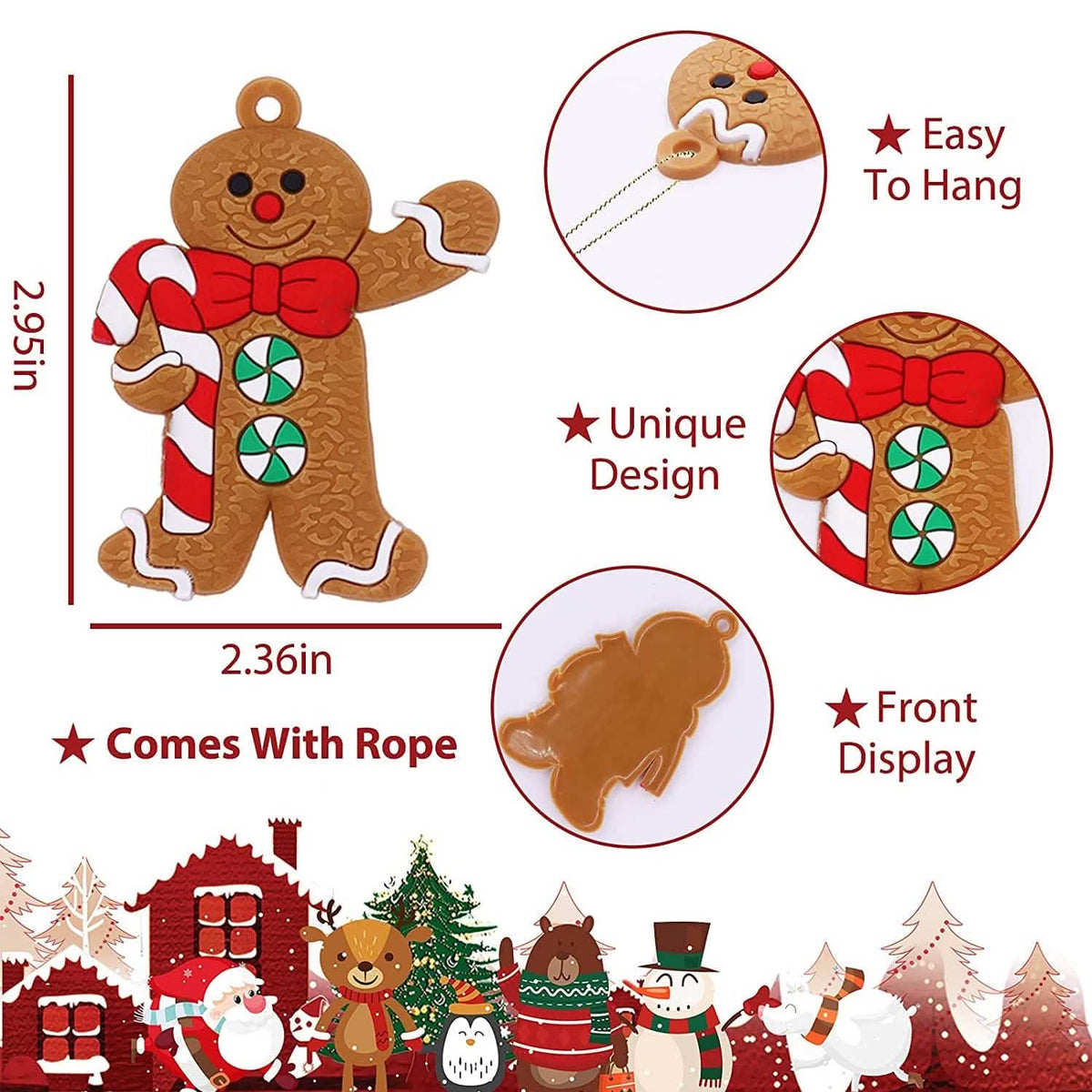 12-Piece: Gingerbread Man Ornaments - A-1 Thread Vault
