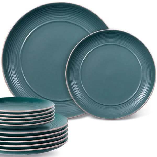 12-Piece: HITECLIFE Microwave and Dishwasher Safe Dinner Plates Set - A-1 Thread Vault