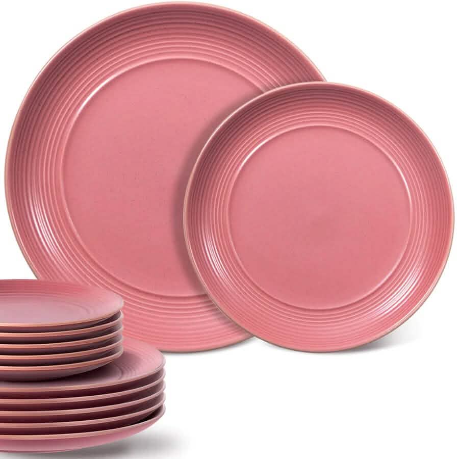 12-Piece: HITECLIFE Microwave and Dishwasher Safe Dinner Plates Set - A-1 Thread Vault