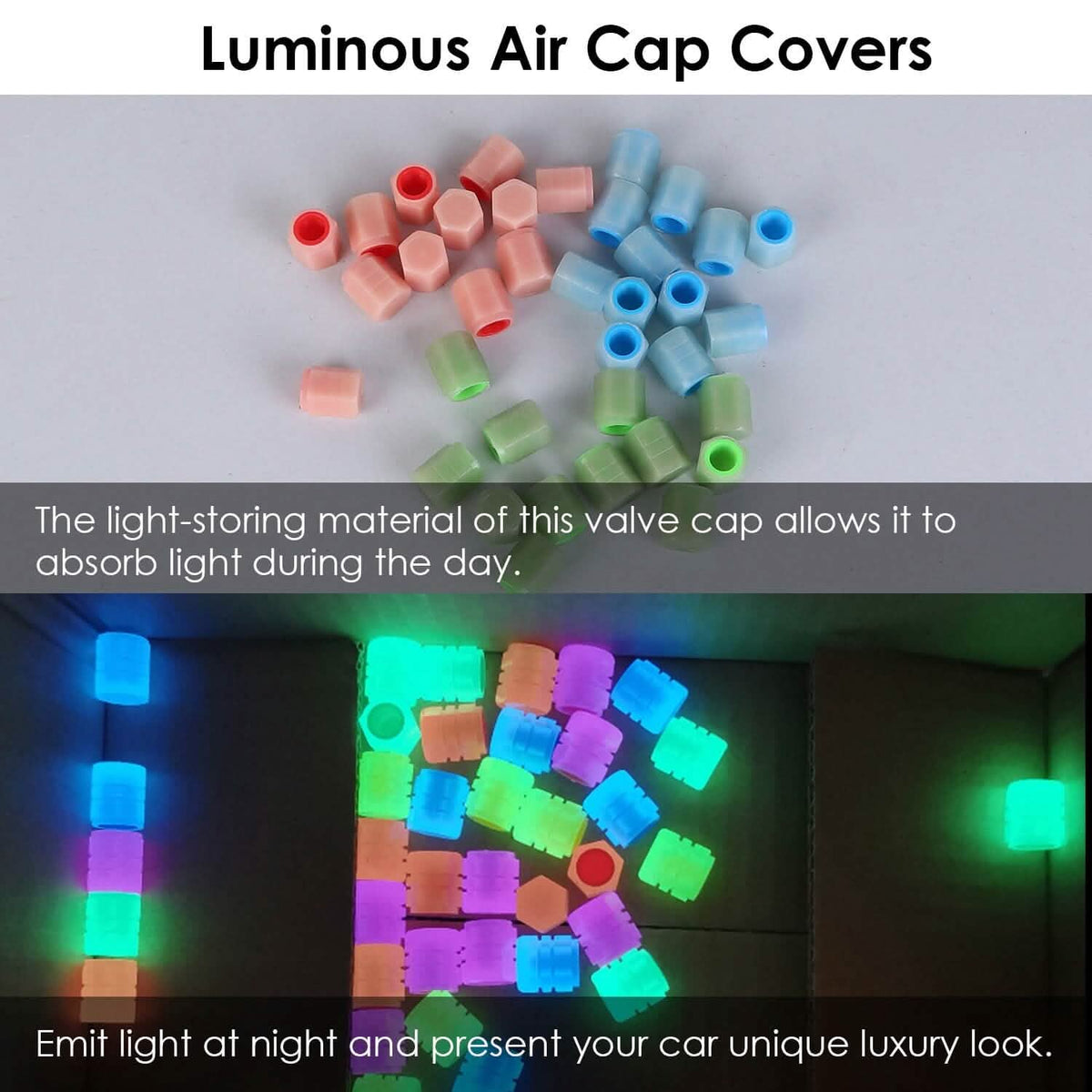 12-Piece: Luminous Car Tire Valve Stem Covers - A-1 Thread Vault
