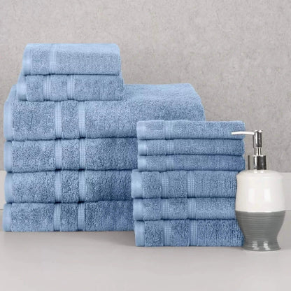 12-Piece Set: Bibb Home Zero Twist Egyptian Cotton Towel Set - A-1 Thread Vault
