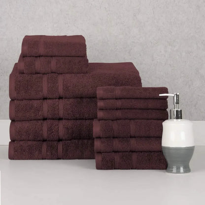 12-Piece Set: Bibb Home Zero Twist Egyptian Cotton Towel Set - A-1 Thread Vault