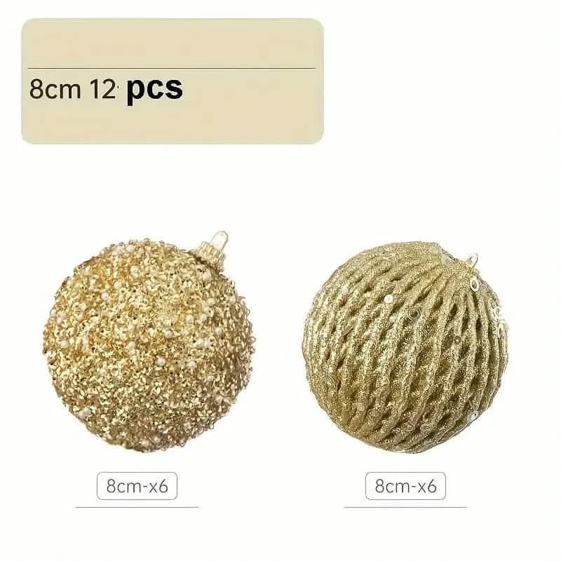 12-Piece Set: Large Sparkling Glittering Sequins Foam Ball Ornaments - A-1 Thread Vault