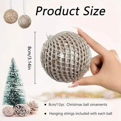 12-Piece Set: Large Sparkling Glittering Sequins Foam Ball Ornaments - A-1 Thread Vault