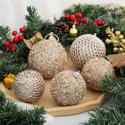 12-Piece Set: Large Sparkling Glittering Sequins Foam Ball Ornaments - A-1 Thread Vault
