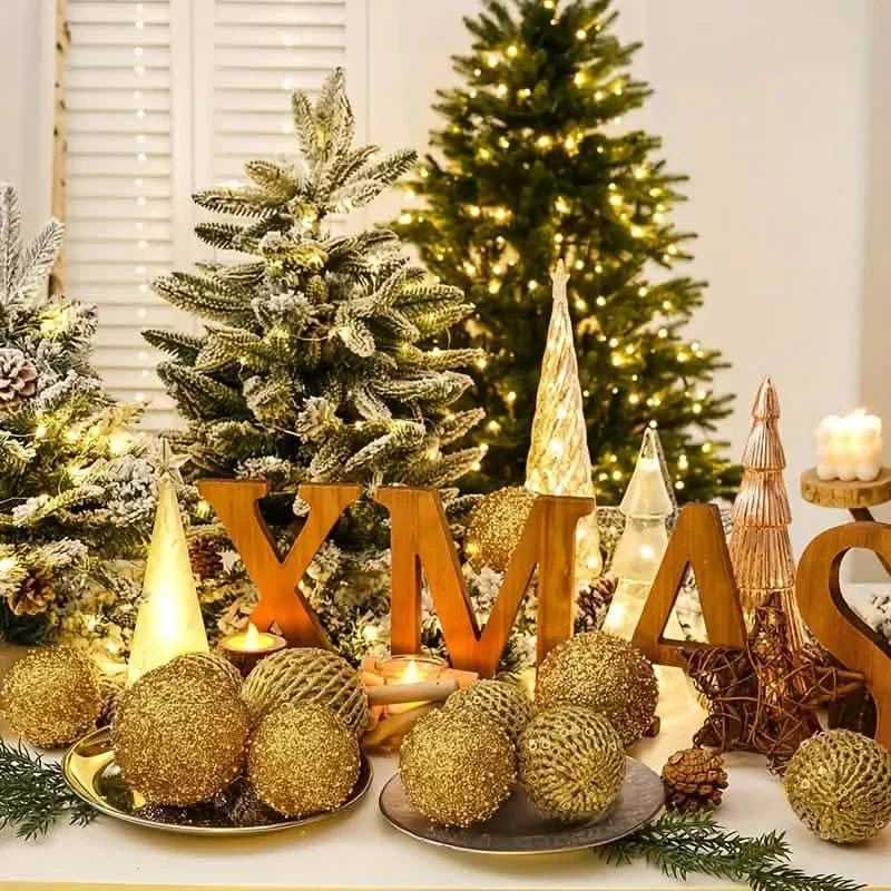 12-Piece Set: Large Sparkling Glittering Sequins Foam Ball Ornaments - A-1 Thread Vault