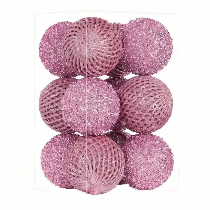 12-Piece Set: Large Sparkling Glittering Sequins Foam Ball Ornaments - A-1 Thread Vault