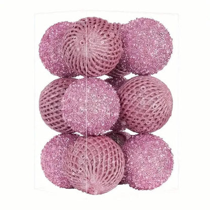 12-Piece Set: Large Sparkling Glittering Sequins Foam Ball Ornaments - A-1 Thread Vault