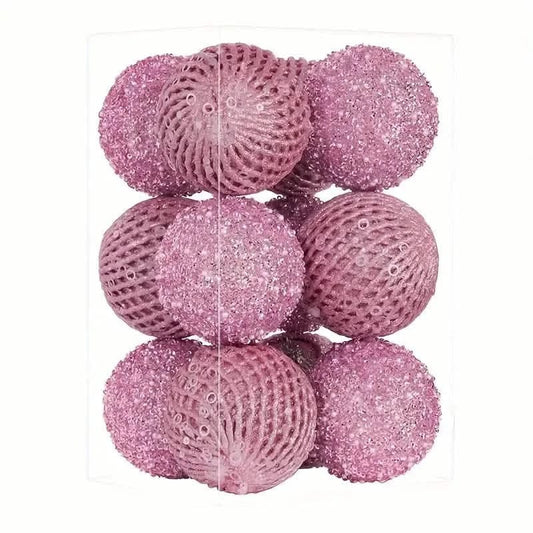 12-Piece Set: Large Sparkling Glittering Sequins Foam Ball Ornaments - A-1 Thread Vault