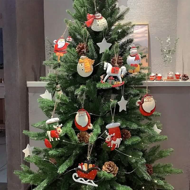 12-Pieces: Christmas Tree Colorful Resin Elk Pendant Decoration - A-1 Thread Vault
