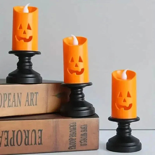 12-Pieces: Halloween LED Pumpkin Chandelier Candles - A-1 Thread Vault