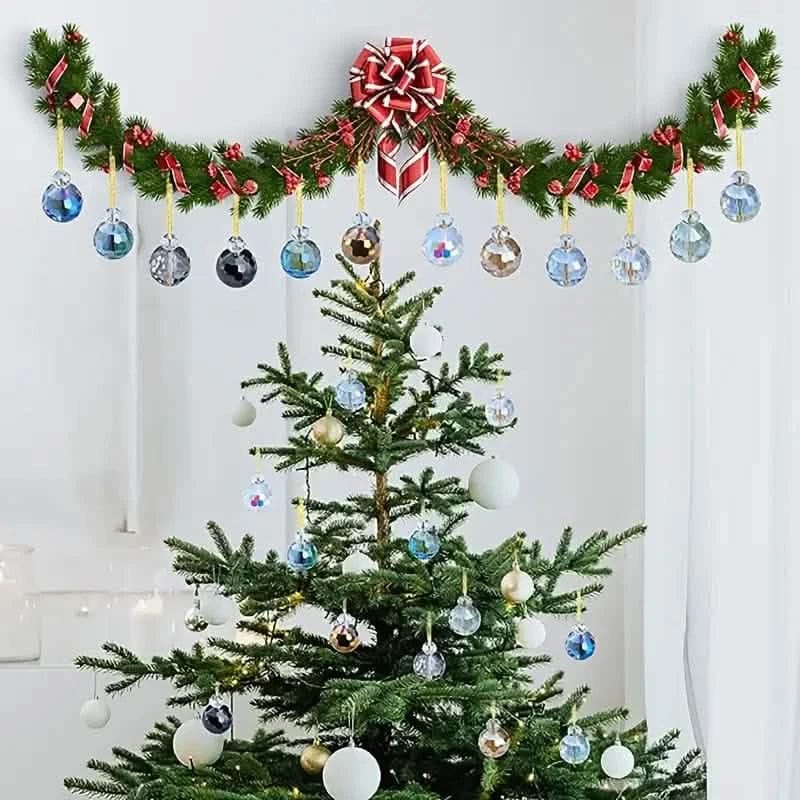 12-Pieces: Multicolor Crystal Glass Christmas Balls Ornaments - A-1 Thread Vault