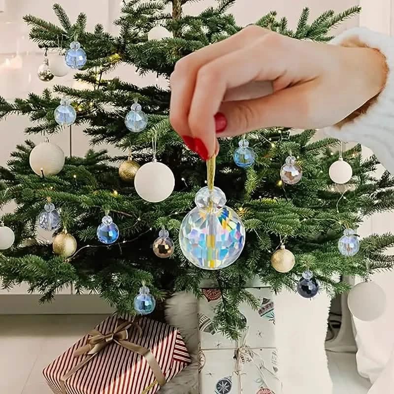 12-Pieces: Multicolor Crystal Glass Christmas Balls Ornaments - A-1 Thread Vault