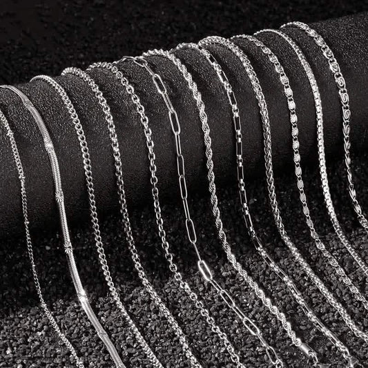 12-Pieces: Stainless Steel Clavicle Necklace Set - A-1 Thread Vault