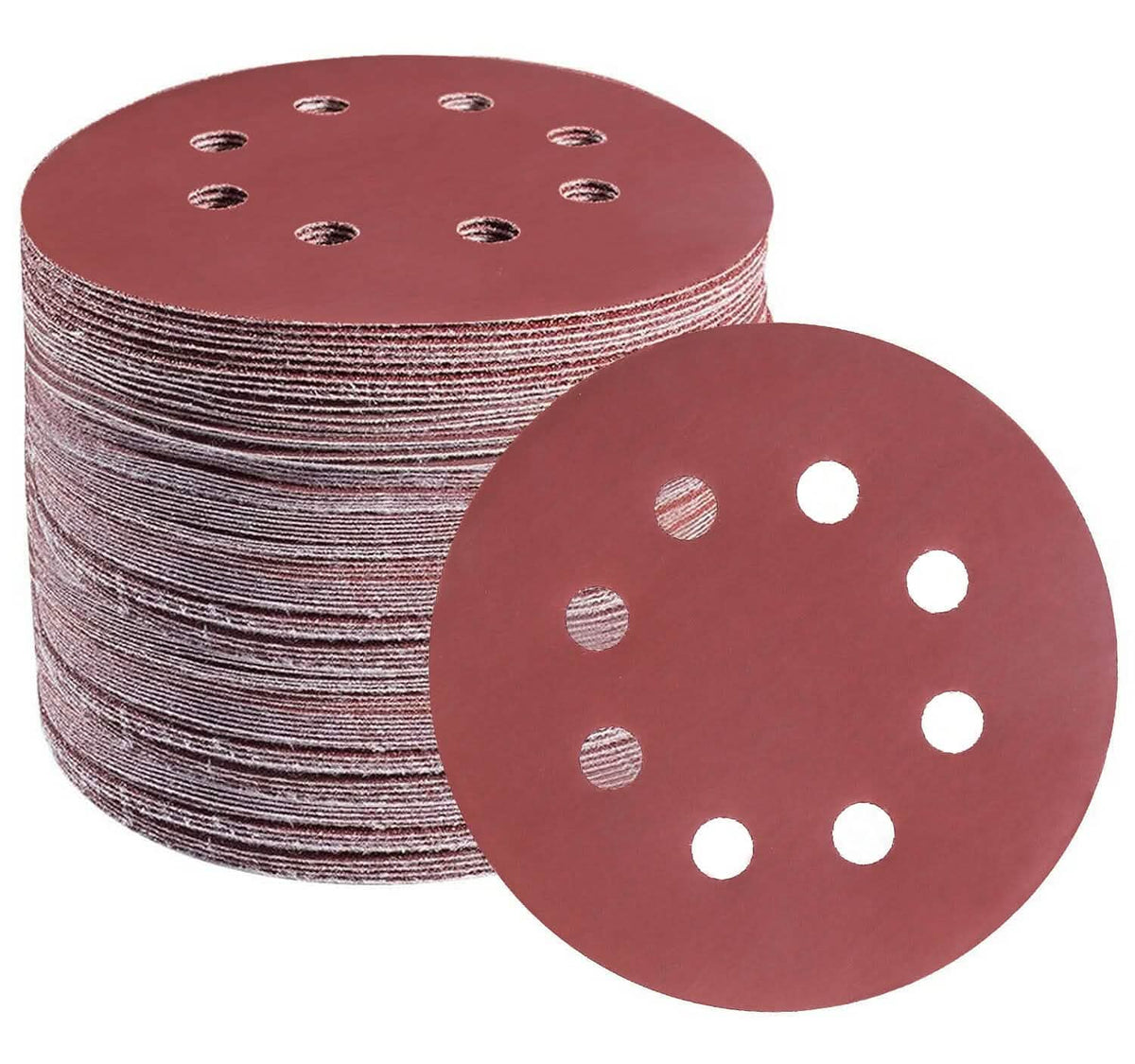 120-Pack: 5-Inch 8 Hole Round Sandpapers - A-1 Thread Vault