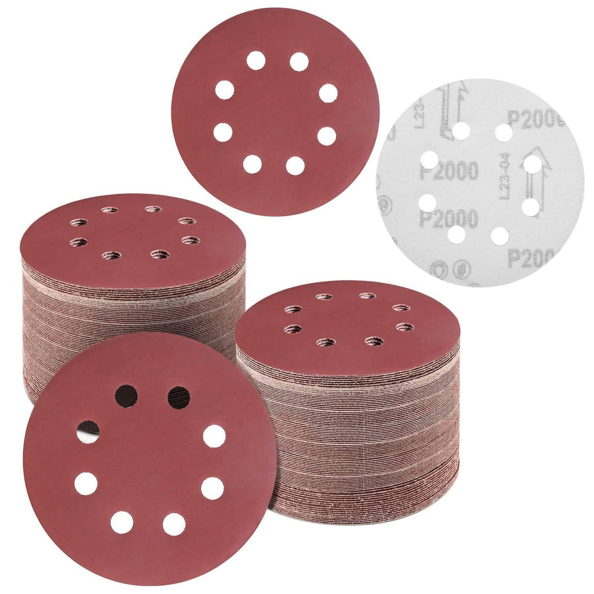 120-Pack: 5-Inch 8 Hole Round Sandpapers - A-1 Thread Vault