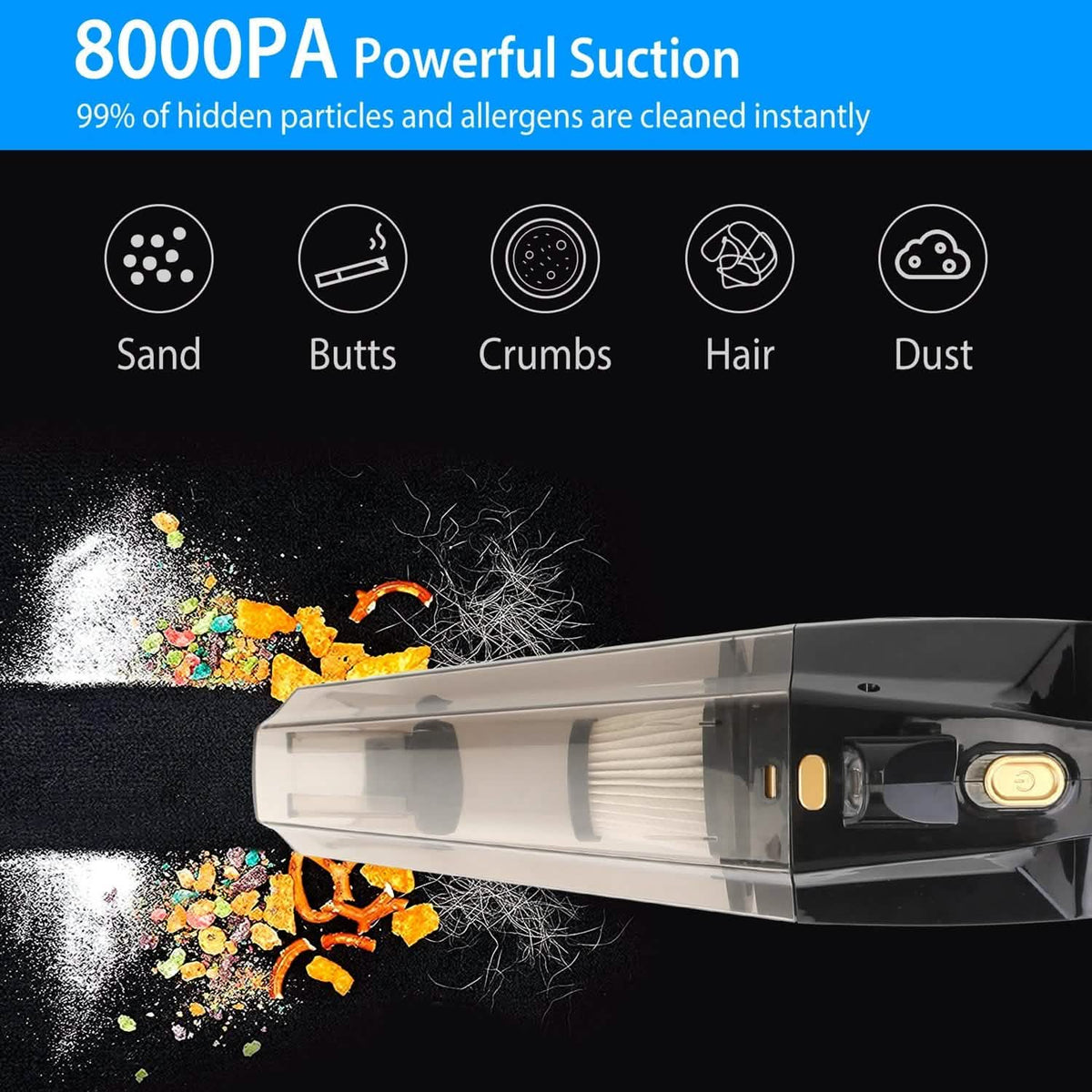 120W 8000PA Handheld Cordless Car Vacuum Cleaner with Accessory kit - A-1 Thread Vault