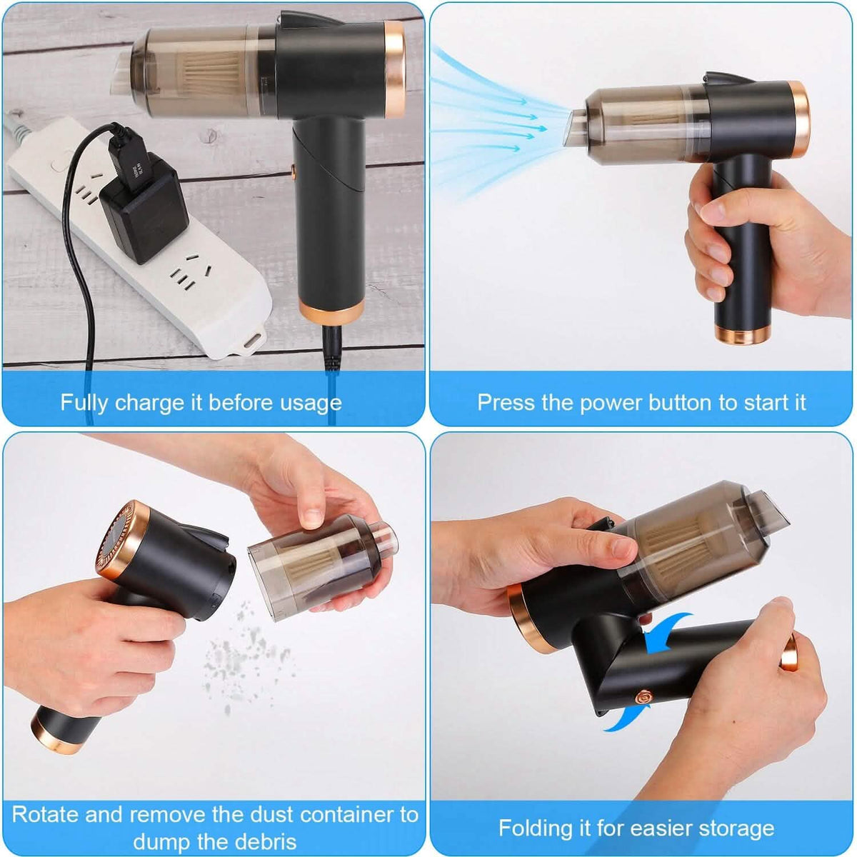 120W 9000PA Cordless Handheld Car Vacuum Cleaner with Searchlight - A-1 Thread Vault