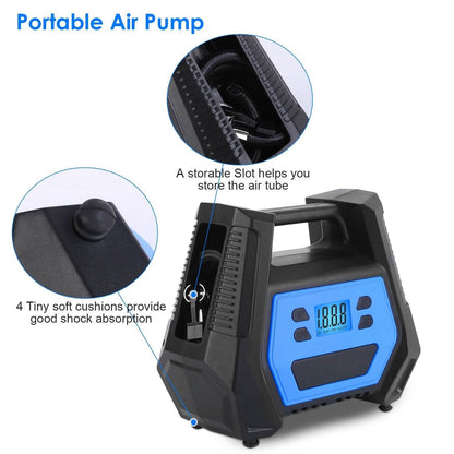 120W Max Power Portable Tire Pump with Digital Display LED Light - A-1 Thread Vault
