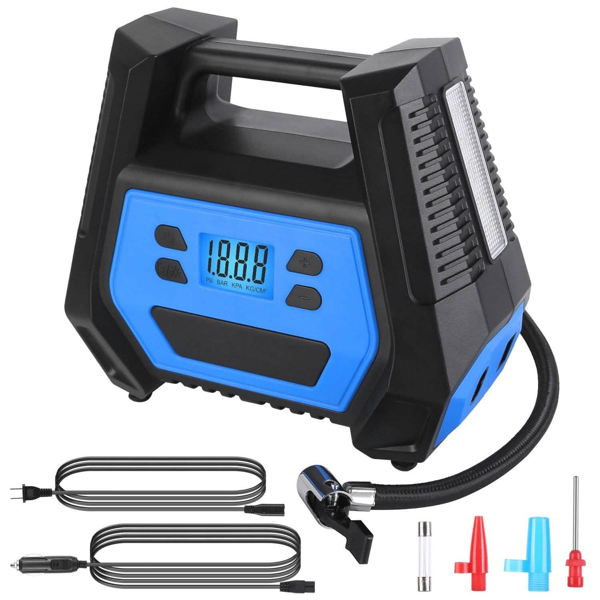 120W Max Power Portable Tire Pump with Digital Display LED Light - A-1 Thread Vault