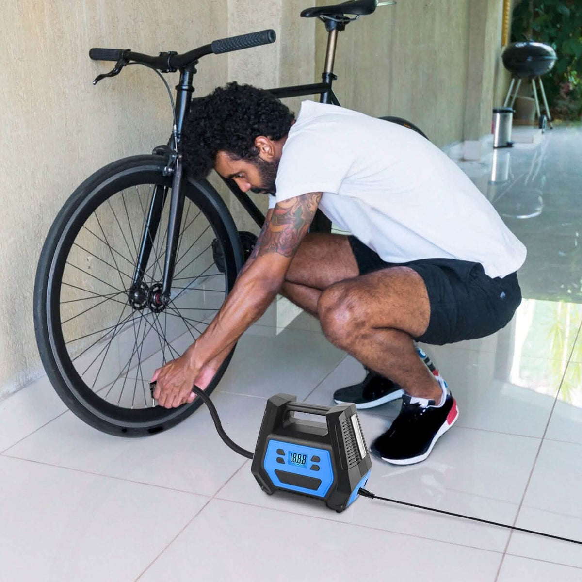 120W Max Power Portable Tire Pump with Digital Display LED Light - A-1 Thread Vault