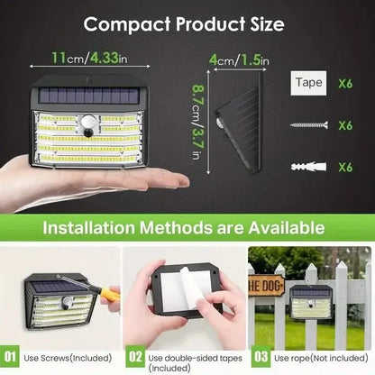 126 LED Solar Outdoor Lights Cold White Motion Sensor 270° Wide Angle Lighting Security Solar Powered Flood Lights - A-1 Thread Vault