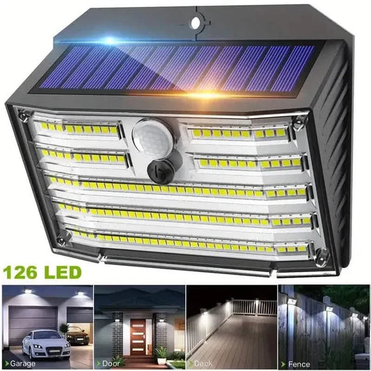 126 LED Solar Outdoor Lights Cold White Motion Sensor 270° Wide Angle Lighting Security Solar Powered Flood Lights - A-1 Thread Vault