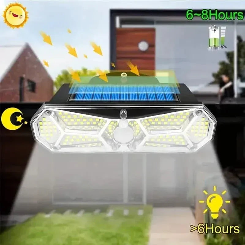 126 LEDs Portable Solar Security Lights, IP65 Waterproof Wireless Exterior Flood Light Detected Light - A-1 Thread Vault