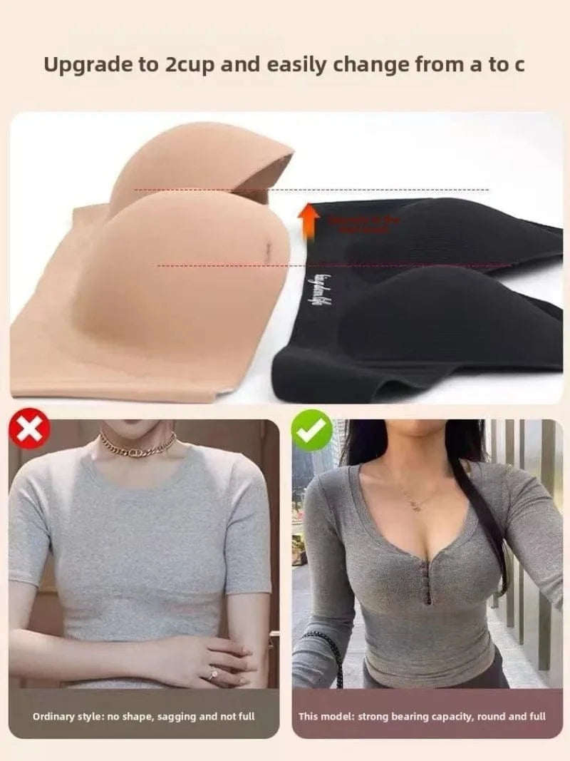 12CM Extreme Push Up Strapless Bra - No Wire, Back Support, Adhesive Sticky Bra for Lift Cleavage Non-Slip Invisible Nude Bra - A-1 Thread Vault