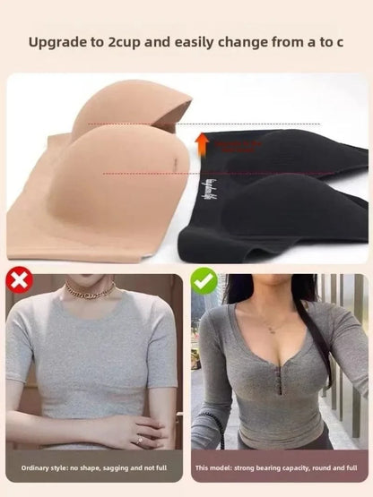 12CM Extreme Push Up Strapless Bra - No Wire, Back Support, Adhesive Sticky Bra for Lift Cleavage Non-Slip Invisible Nude Bra - A-1 Thread Vault